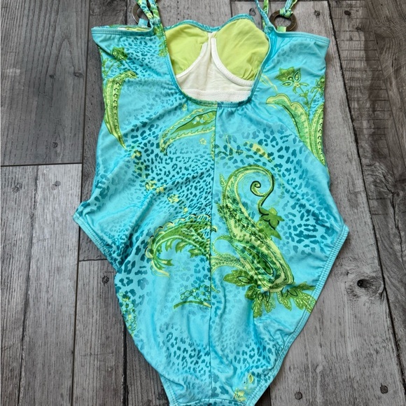 St John Swim Floral Leopard Animal Print One Piece Swimsuit Size 6 Under… - Picture 8 of 13